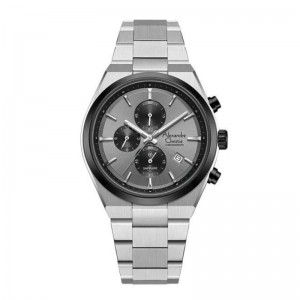 Alexandre Christie AC 8697 Silver Black Ring Grey Dial MCBTBGR
